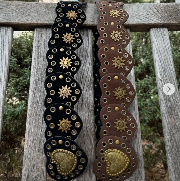 Free People Black Celestial Romance Heart Embellished Belt - Picture 4 of 12